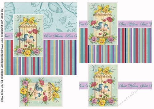 Bird Cage Best Wishes 6inch Split Decoupage Topper