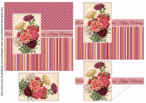 Floral Bunch Happy Birthday 6inch Split Decoupage Topper