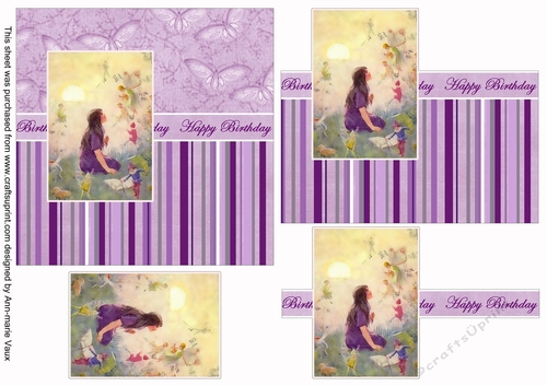 Lavender Fairy Happy Birthday 6inch Split Decoupage Topper