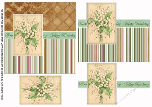 Lily of the Valley Happy Birthday 6inch Split Decoupage Topper