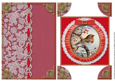 Christmas Robin 1 A5 Half Lace Card Front