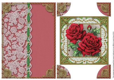 Red Roses 1 Half Lace Card Front