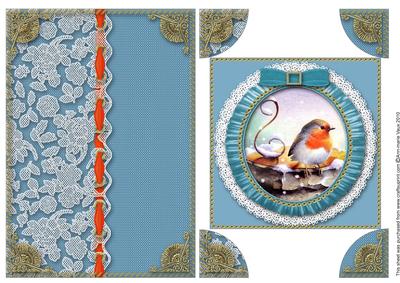 Christmas Robin 2 A5 Half Lace Card Front