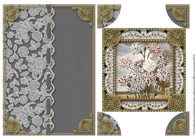 Black Carnations 1 A5 Half Lace Card Front