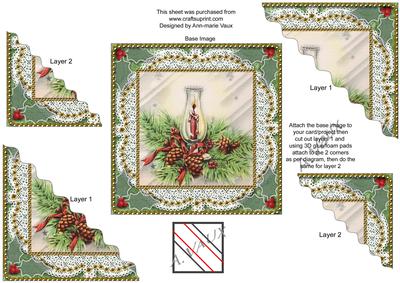 Christmas Candle Lantern Duo Corner Wavy Sq Stacker