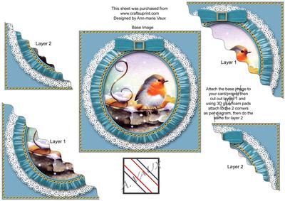 Christmas Robin 1 Duo Corner Wavy Sq Stacker