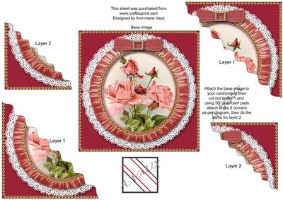 Pink Roses 2 Ruffle Duo Corner Wavy Sq Stacker