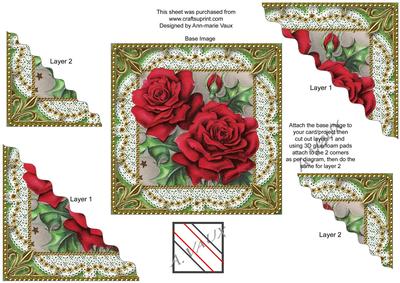 Red Roses 1 Duo Corner Sq Wavy Stacker