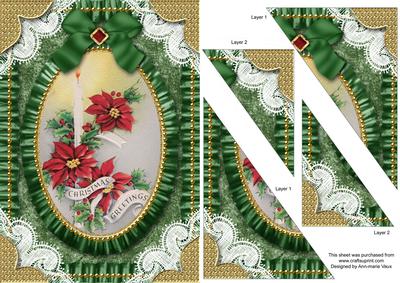 Christmas Candle 1 Lace Ruffle Duo Corner A5 Stacker