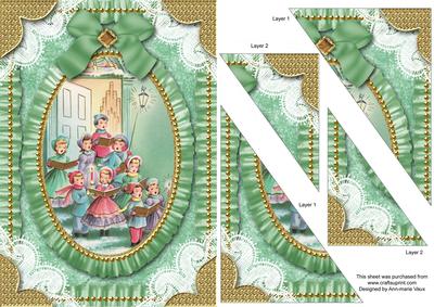 Christmas Carol Singers Lace Ruffle Duo Corner A5 Stacker