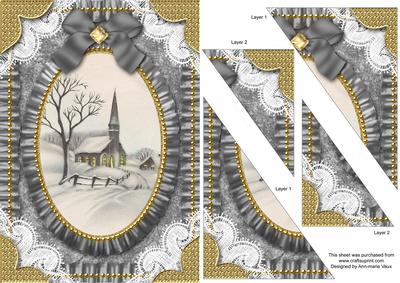 Church Lights on Lace Ruffle Duo Corner A5 Stacker