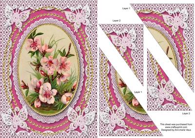 Cherry Blossom Lace Butterfly Duo Corner A5 Stacker