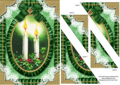 Christmas Candle Pair Ruffle Duo Corner A5 Stacker