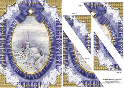 Christmas Blue Village Ruffle Duo Corner A5 Stacker