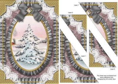 Christmas Snowy Tree Duo Corner A5 Stacker