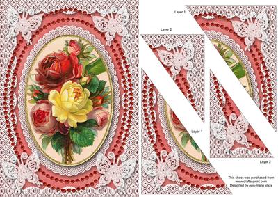 Rose Bunch Butterfly Lace Duo Corner A5 Stacker