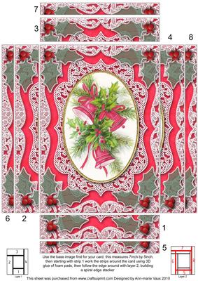 Christmas Bells Lace Spiral Edge 7x5inch Stacker