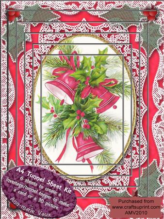Christmas Bells Lace Tunnel Card Topper A4 Kit