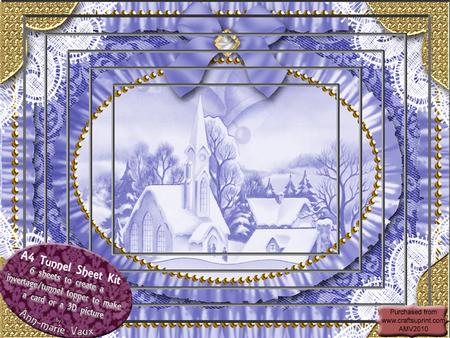 Christmas Blue Church Ruffle Tunnel Card Topper A4 Kit