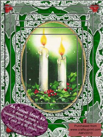 Christmas Candle Duo Lace A4 Card Topper Tunnel Kit