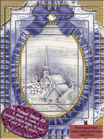 Christmas Blue Village Ruffle A4 Card Topper Tunnel Kit