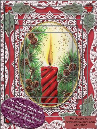 Christmas Candle 2 Lace Card Topper A4 Tunnel Kit
