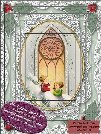 Christmas Church Window Lace A4 Topper Tunnel Kit