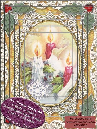 Christmas Pastel Candle Trio Card Topper A4 Tunnel Kit