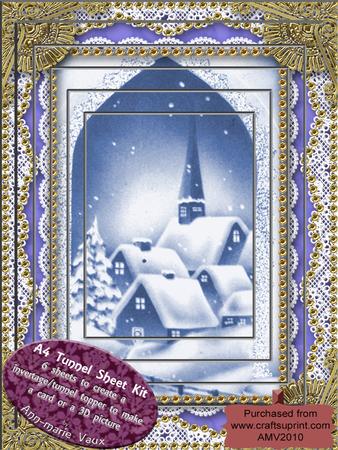 Christmas Village Lace Card Topper A4 Tunnel Kit