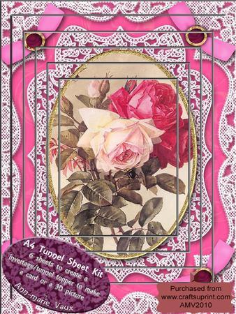 Pink Roses Card Topper A4 Tunnel Kit