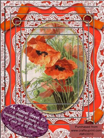 Poppies Lace Card Topper A4 Tunnel Kit