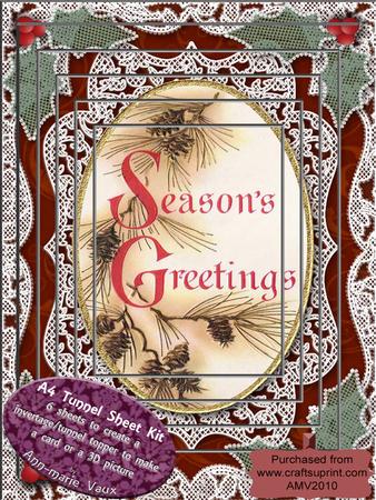 Seasons Greetings Lace Card Topper A4 Tunnel Kit