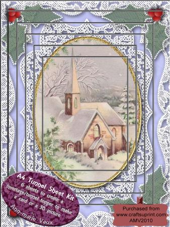Snow Church Lace Card Topper A4 Tunnel Kit
