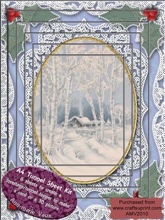 Snow Cottage Lace Card Topper A4 Tunnel Kit