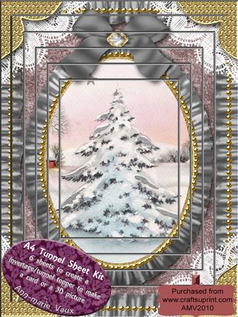 Snowy Christmas Tree Ruffle Card Topper A4 Tunnel Kit