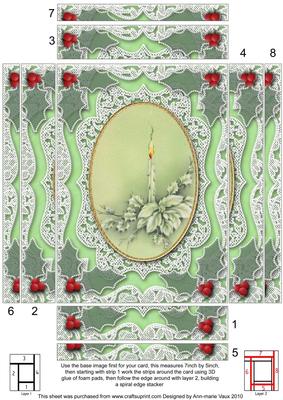 Christmas Pastel Candle 7x5 Spiral Edge Stacker