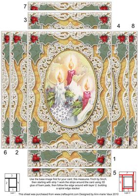 Christmas Pastel Candle Trio 7x5 Spiral Edge Stacker