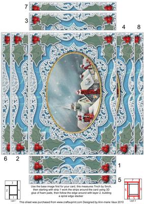 Christmas Rooftops Lace 7x5 Spiral Edge Stacker
