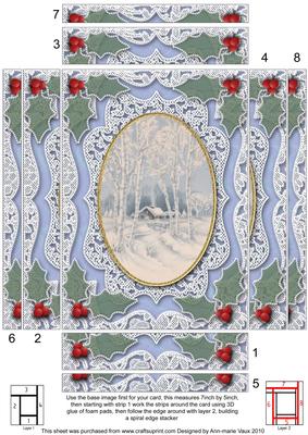Christmas Snow Cottage Lace 7x5 Spiral Edge Stacker