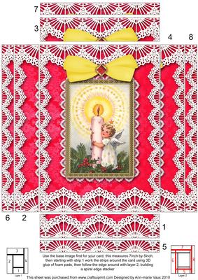 Christmas Candle Angel Lace 7x5 Spiral Edge Stacker