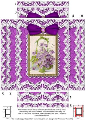 Purple Flower Basket Lace 7x5 Spiral Edge Stacker