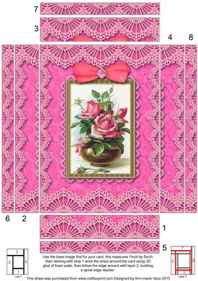 Pink Rose Vase Lace 7x5 Spiral Edge Stacker