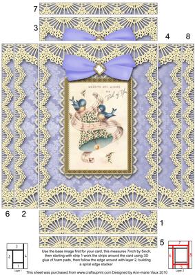 Wedding Blue Birds Lace 7x5 Spiral Edge Stacker