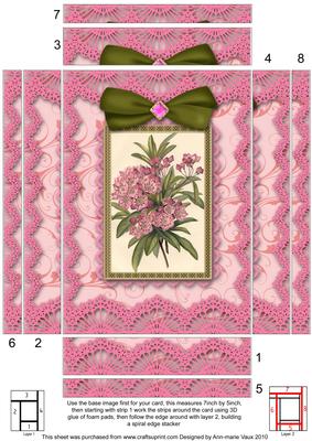 Pretty Pink Flowers Lace 7x5 Spiral Edge Stacker