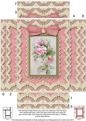 Pink Roses Lace 7x5 Spiral Edge Stacker