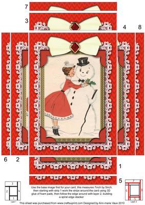 Mummy Kissing Snowman Lace 7x5 Spiral Edge Stacker