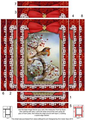 Christmas Robin Lace 7x5 Spiral Edge Stacker