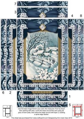 Christmas Blue Village Lace 7x5 Spiral Edge Stacker