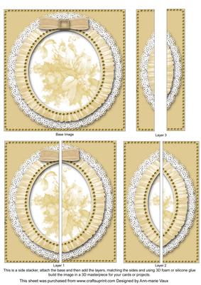 Cream Rose Ruffle Lace 5in Square Side Stacker