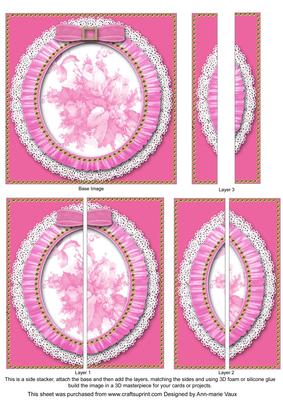 Deep Pink Rose Ruffle Lace 5in Square Side Stacker